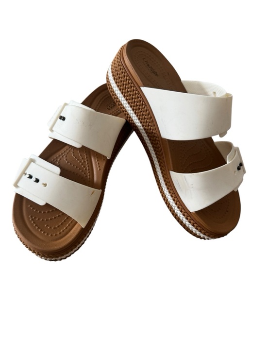 Crocks Shoes - White Double-Strap Slide Sandals for Women